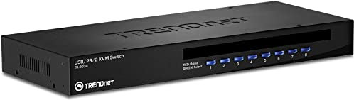 TRENDnet, TK-803R, Switch KVM montaggio a rack a 8 porte, connessione VGA e USB, supporta connessioni USB e PS/2, monitoraggio dispositivi