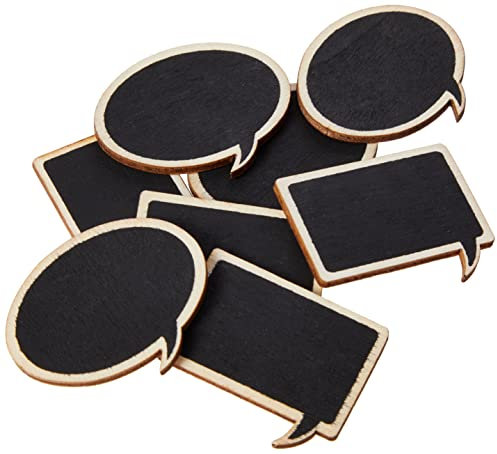 Papermania – Juego de 8 bocadillos de Pizarra de Madera, Color Negro