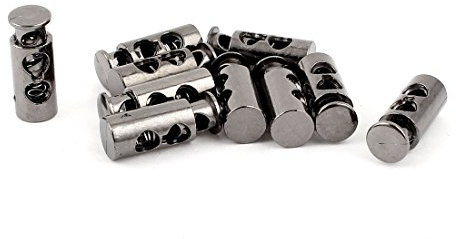 sourcing map 10 STK Kordelstopper Kordelklemme Federbelastet Doppelte Löcher Schnurverriegelung Stopper 5mm Grau