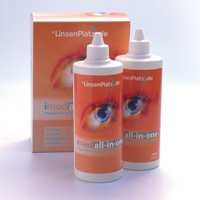 Linsenplatz.de imed all-in-one Pflegemittel für weiche Kontaktlinsen, mit Kontaktlinsenbehälter, 2x 360ml, Kombilösung für Kontaktlinsen