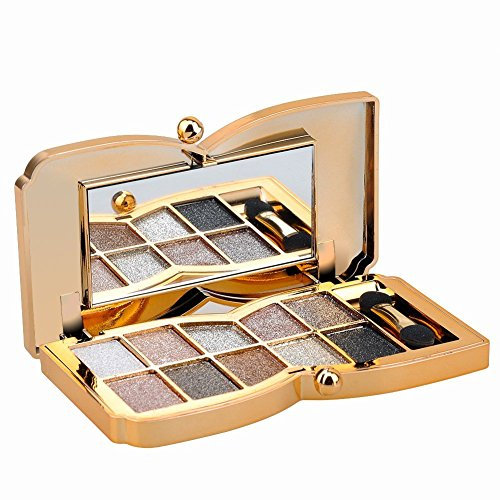Augenschminke 10 Farben Wasserdicht Glitter Lidschatten Eyeshadow Palette make up Palette mit Pinsel (Type6)