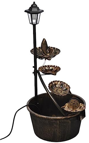 vidaXL Kaskadenbrunnen mit LED Lampe Wasserspiel Springbrunnen Dekobrunnen
