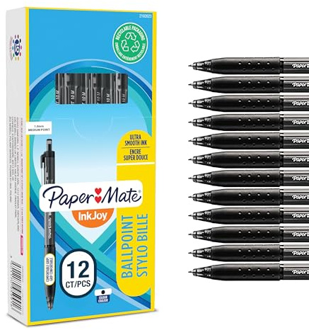 Paper Mate InkJoy 300RT Retractable Ballpoint Pens | Medium Point (1.0 mm) | Black | 12 Count