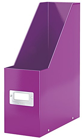 Leitz Magazine File Holder, A4, Cardboard Document Storage Box with Label, Foldable, for Home, Office & School, Click and Store Range 60470062 - Purple