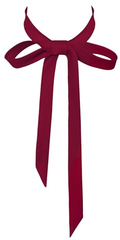 SYAYA Ladies Long Pre Bow Tie Solid Color Bowtie for Women WLJ14 (deep red)