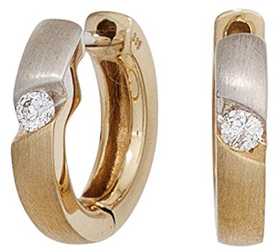 Jobo Damen-Creolen aus 14 Karat 585 Gold Bicolor mit 2 Diamanten
