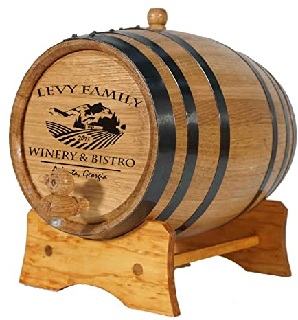 Personalized 5 Gallon Wine Barrel with Stand, Bung and Spigot (20 Liter) - For The Home Brewer, Distiller, Wine Maker and Cocktail Aging Bartender (B314)