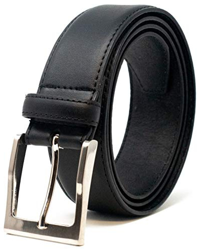 Ashford Ridge Mens 38mm (1.5) Feather Stitched Coated Leather Belt - Black Large