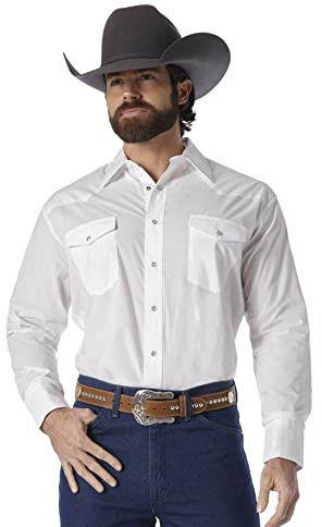 Wrangler Herren Sport Western Basic Two Pocket Langarm Snap Shirt, Weiss/opulenter Garten, XL