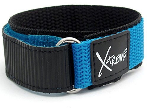 X-Treme Tough Sports Watch Strap Band Men's Hook and Loop Rip Tab Fastening 20mm - Light Blue