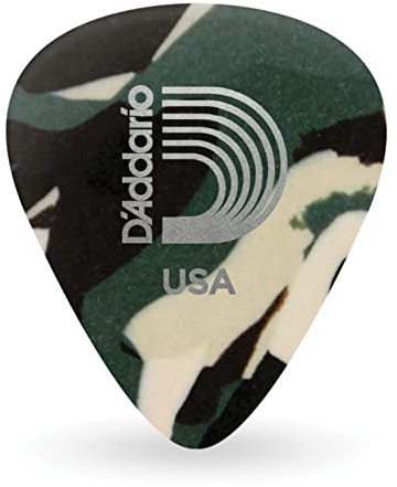 D'Addario Camouflage Celluloid Guitar Picks, 25 pack, Medium