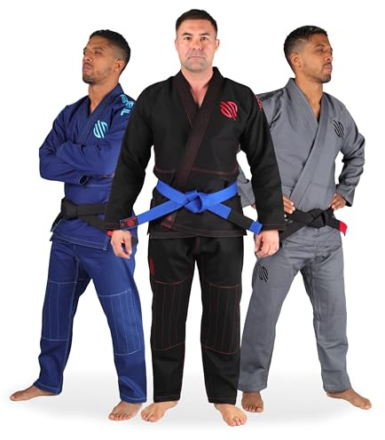 Sanabul Essentials V.2 Ultraleichtes BJJ Jiu Jitsu Gi mit vorgeschrumpftem Stoff (Schwarz, A3)