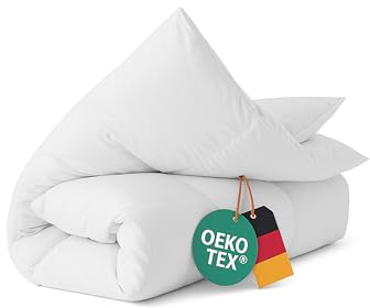 VitaloBett Winter Bettdecke 200x200 cm mit 100% extraweicher Daunenfüllung 1560g - Daunendecke mit Baumwoll-Bezug, Atmungsaktiv & waschbar bis zu 60°C, Ökotex-Zertifiziert