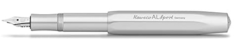 Kaweco AL SPORT Füllhalter Silver I Premium Aluminium Füllfederhalter für Tintenpatronen mit hochwertiger Stahlfeder I Füllfederhalter 13 cm I Füller in Silber I Federbreite: F (Fein)