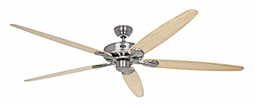 Deckenventilator mit Zugkette Classic Royal Chrom gebürstet 180 Ahorn / Buche