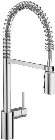 Moen 5923 Align Küchenarmatur mit einem Griff, Vorspülfeder-Küchenarmatur mit Power-Boost, Chrom, 1 Stück