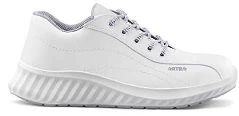 Artra Arawa Chaussures de travail antidérapantes blanches pour clinique, cuisine, nourriture S2 Embout en acier, Blanc., 45 EU