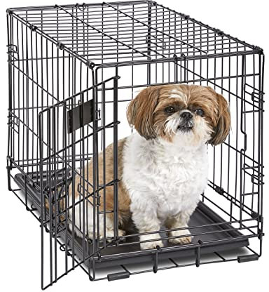 MidWest Homes for Pets Newly Enhanced Single Door iCrate 58.42 cm (22-Inch) Long Dog Crate, Includes Leak-Proof Pan, Floor Protecting Feet , Divider Panel & New Patented Features, Black, Model 1522