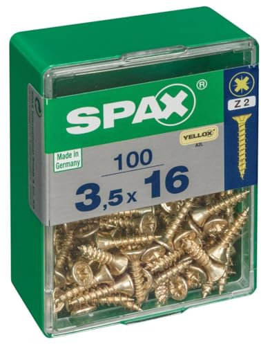 CAJA 100 uds. TORNILLO MADERA SPAX CAB. PLANA YELLOX 3,5x16mm SPAX