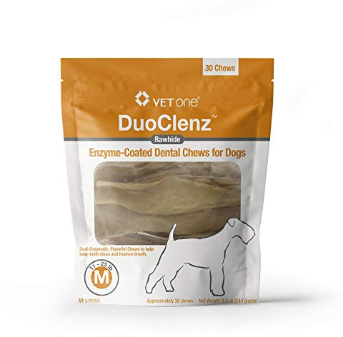 VetOne DuoClenz Rawhide Dental Hygenic Chews for Medium-Sized Dogs, 30-Count Bag