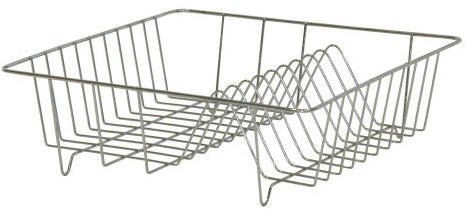 Geschirrabtropfkorb - Abtropfgitter aus Draht - Geschirrständer 35 x 34 x 9,5 cm chrom