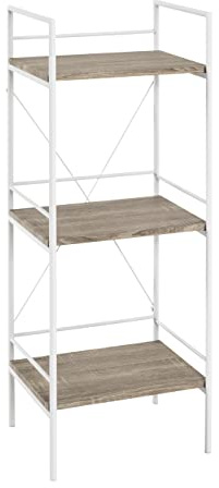 HAKU Möbel Regal, eiche hell, weiß, MDF, Metall - Maße: B 34 x H 96 x T 27 cm, Style: Modern