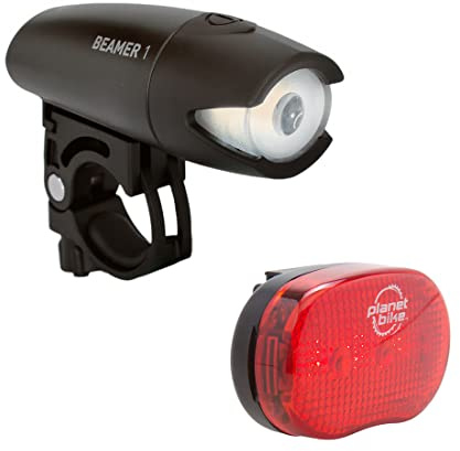 Planet Bike Beamer 1 & Blinky 3 Bike Light Set, White Head/Red Tail