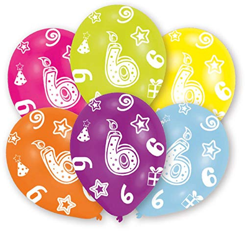 Amscan INT995661 - 6 Latexballons Geburtstagskerze 6, circa 27 cm, Geburtstag, Party, Kuchenkerze