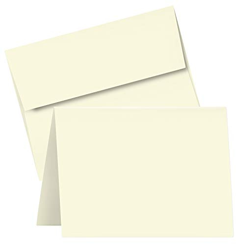 A6 Blank Cream Folding Greeting Cards | 4.5 x 6 Inches (When Folded) | Durable and Thick 80lb (216gsm) Card Stock | 50 Cards and Envelopes per Pack