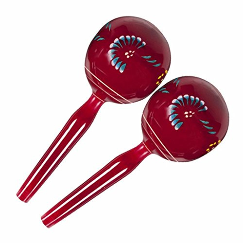 Hand Painted Large Wood Maraca - 11 inches - Red
