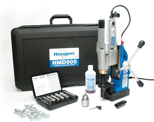 Hougen HMD905 115-Volt Magnetic Drill with Coolant Bottle Plus 1/2 Drill Chuck, Adapter and 12002 Rotabroach Cutter Kit
