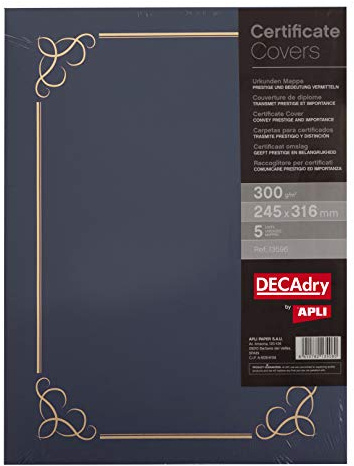 APLI 13596 - Carpeta certificado azul 300 g 5 u.