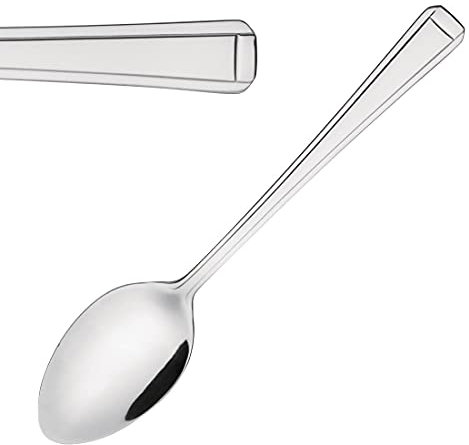 Olympia Harley Cutlery Teaspoons Set (Pack of 12), Silver, High Polished Stainless Steel, Size: 140(L)mm, Tea & Coffee Spoons, Dishwasher Safe - Home, Kitchen, Restaurant Use, D697