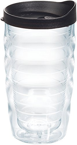 Tervis Clear & Colorful Lidded Made in USA Double Walled Insulated Tumbler Travel Cup Keeps Drinks Cold & Hot, 10oz Wavy, Black Lid