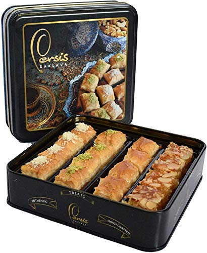 Persis 350g Vegan Baklava Gift Box in Luxury Tin |UK SALSA Certified | Perfect Christmas and New Year Sweets |Handmade Baklava with Cashew Almond, Walnut and Pistachio | Vegan Gifts (16 Pieces, 350g)