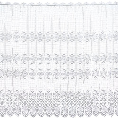 Plauener Spitze by Modespitze, Store Bistro Gardine Scheibengardine mit Stangendurchzug, hochwertige Stickerei, Höhe 112 cm, Breite 144 cm, Weiß