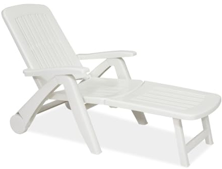 BICA Cancun Lettino con Ruote, in Resina, Bianco