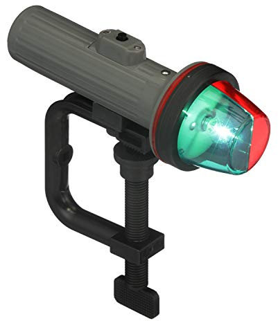 Seachoice 06121 Bi-Color Portable Battery-Operated Boat Navigation Bow Light, Horizontal Clamp Mount