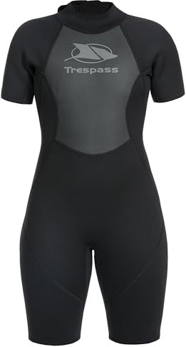 Trespass Scubadive, Black, L, Kurzer Neoprenanzug mit 7mm-Reißverschluss für Damen, Large, Schwarz