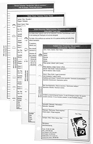 iQ-Company Taucher Logbucheinlagen (XS) – Logbuch Einlagen gemischt – Perfektes Tauch Logbuch Zubehör Taucher – praktische Einlagen