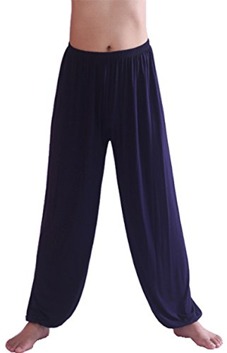 Hoerev Super Soft Modal Spandex Harem Pantalones De Pilates De Yoga，Azul Marino，L