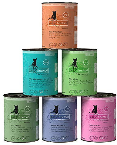 catz finefood Feinkost Katzenfutter nass Multipack 2, Sorten Mix-Paket 2 mit Huhn, Thunfisch, Rind, Rotbarsch, Lamm, Garnelen, Wild, 6 x 400 g Dosen