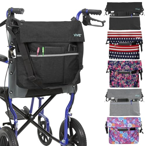 Vive Sac pour Fauteuil Roulant Accessoire de Rangement pour Fauteuil Roulant pour Transporter des Articles en Vrac et Accessoires - Sac à Dos de Voyage pour Homme, Femme, Handicap, Personnes âgées