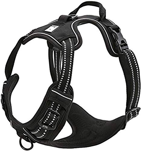 TrueLove Dog Harness TLH5651 No-pull Reflective Stitching Ensure Night Visibility, Outdoor Adventure Big Dog Harness Perfect Match Puppy Vest (Black,M)