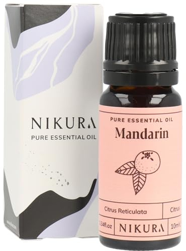 Nikura Mandarin Essential Oil - 10ml | 100% Pure Natural Oils | Perfect for Aromatherapy, Diffusers, Humidifier, Bath | Great for Self Care, Lifting Mood, Improving Sleep | Vegan & UK Made