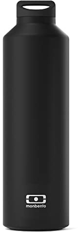 MONBENTO - Isotermisk vattenflaska MB Steel Onyx 500 ml – rostfritt stål – läckagesäker – infusor – håller drycker varm/kallt i upp till 12 timmar – perfekt för te, kaffe – BPA-fri – svart