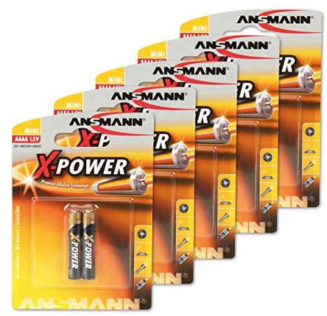 ANSMANN (10-pack) 1,5 V alkaliskt AAAA batteri (specialstorlek AAAA/LR61) batteri för Stylus Surface Pro/Dell Venue Pro surfplatta, hundlysande halsband