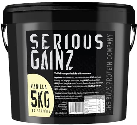 The Bulk Protein Company, SERIOUS GAINZ - Whey Protein Powder - Weight Gain, Mass Gainer - 30g Protein Powders (Vanilla, 5kg)