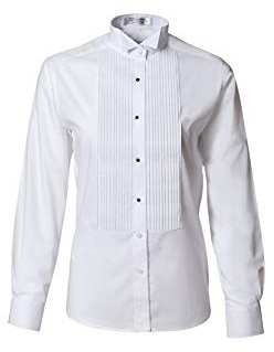 Women's Pleated Wing Collar Tuxedo Shirt, White, 18