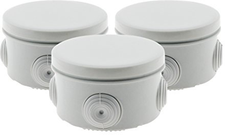Lot 3 boîtes de dérivation IP55 Ø80x40mm - Gris - Zenitech